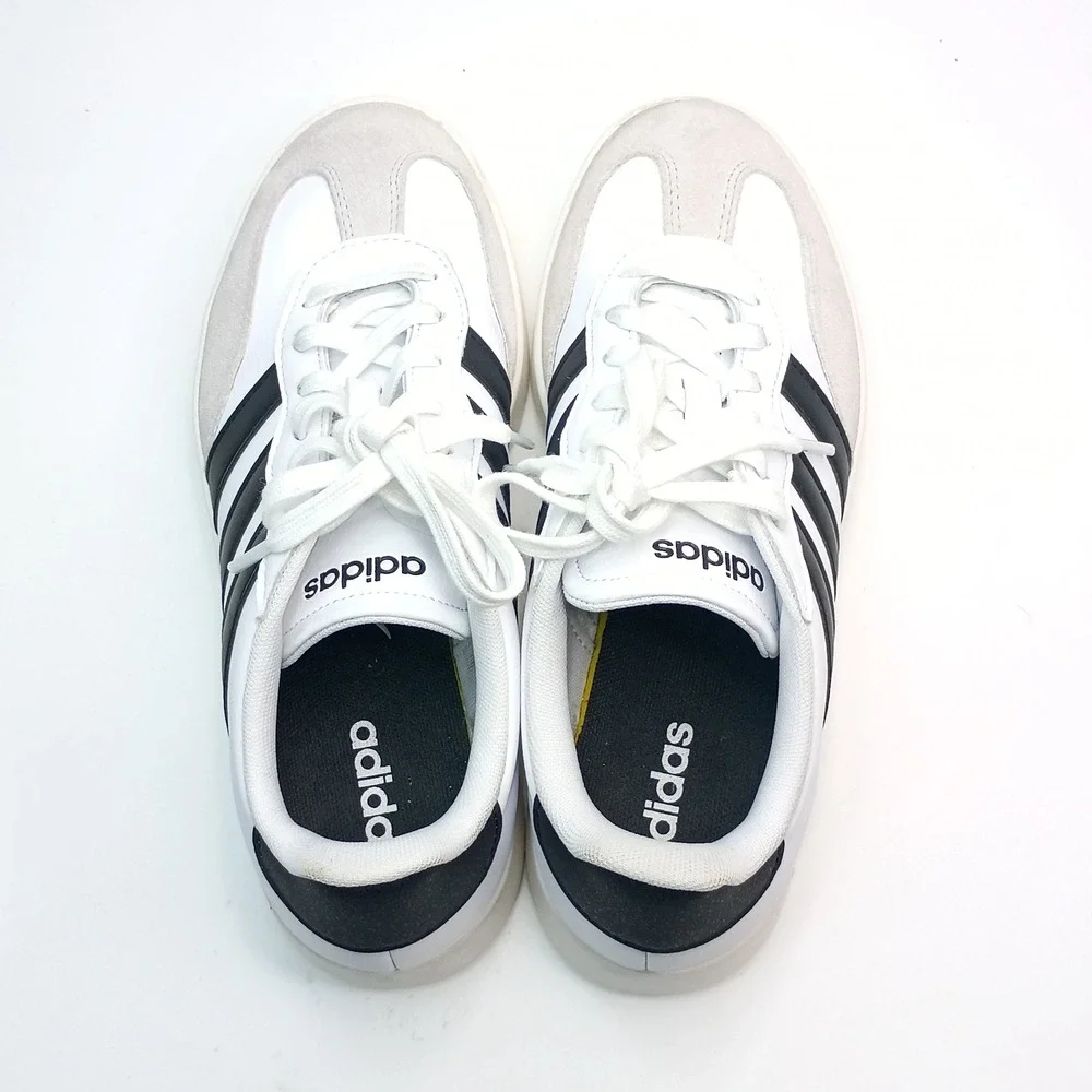 Adidas VL Court 3.0 Sneakers Women Size 9 White Black Leather IH1229